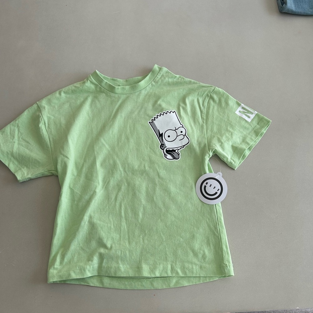 The Simpsons Green Kids T-Shirt with Cartoon Print. Size S Youth